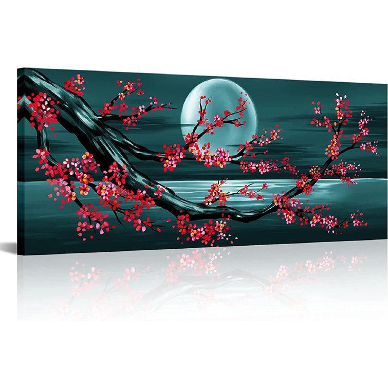 Red Barrel Studio® Full Moon Seascape Wrapped Canvas Graphic Art